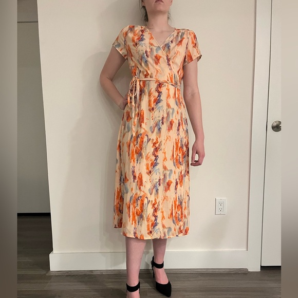 Halogen Pink Watercolor Maxi Tie Dress - Picture 2 of 5